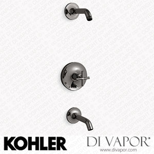 Kohler Bath and Shower Trim Kit with Push-Button Diverter and Cross Handle, without Showerhead (K-T14420-3l-TT) Spare Parts