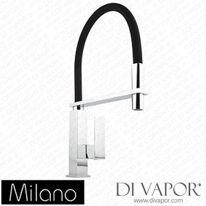 Milano KT0039C Arvo Modern Monobloc Kitchen Mixer Tap with Pull Out Spout Black and Chrome Spare Parts