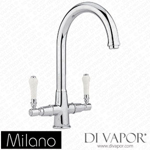 Milano KT0089C Elizabeth Traditional Lever Head Kitchen Mixer Tap Chrome and White Spare Parts