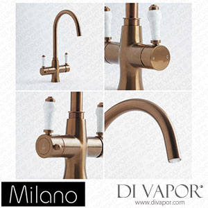 Milano KTBWBC01 Elizabeth Traditional 3-in-1 Instant Boiling Hot Water Kitchen Tap Brushed Copper Spare Parts