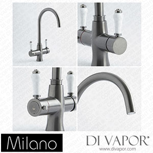 Milano KTBWGM01 Elizabeth Traditional 3-in-1 Instant Boiling Hot Water Kitchen Tap Gun Metal Grey Spare Parts