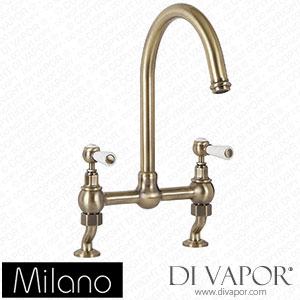 Milano KTE104ABL Elizabeth Traditional Cranked Bridge Kitchen Mixer Tap Brushed Gold Spare Parts