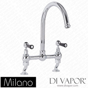 Milano KTE104CBL Elizabeth Traditional Cranked Bridge Kitchen Mixer Tap Chrome and Black Spare Parts