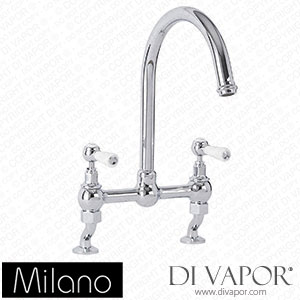 Milano KTE104CWL Elizabeth Traditional Cranked Bridge Kitchen Mixer Tap Chrome and White Spare Parts