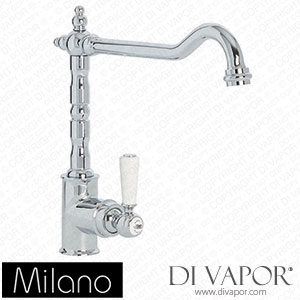 Milano KTE111CWL Elizabeth Single Lever Classic Kitchen Mixer Tap Chrome and White Spare Parts