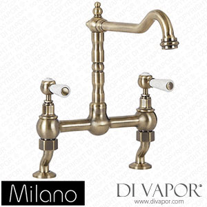 Milano KTE114ABL Elizabeth Classic Cranked Bridge Kitchen Mixer Tap Brushed Gold Spare Parts