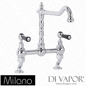 Milano KTE114CBL Elizabeth Classic Cranked Bridge Kitchen Mixer Tap Chrome and Black Spare Parts