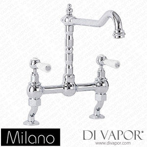 Milano KTE114CWL Elizabeth Classic Cranked Bridge Kitchen Mixer Tap Chrome and White Spare Parts