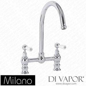 Milano KTE124CWL Elizabeth Traditional Bridge Kitchen Mixer Tap Chrome and White Spare Parts