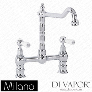 Milano KTE134CWL Elizabeth Classic Bridge Kitchen Mixer Tap Chrome and White Spare Parts