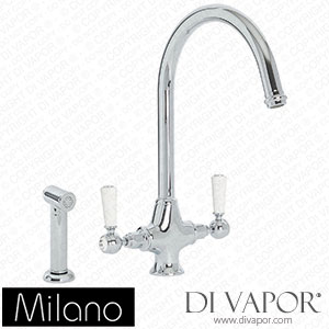 Milano KTE202CWL Elizabeth Traditional Kitchen Mixer Tap Chrome and White Spare Parts