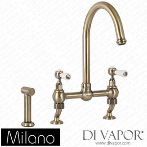 Milano KTE204ABL Elizabeth Traditional Cranked Bridge Kitchen Mixer Tap Brushed Gold Spare Parts