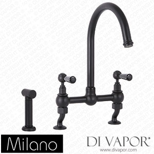 Milano KTE204BL Elizabeth Traditional Cranked Bridge Kitchen Mixer Tap Black Spare Parts