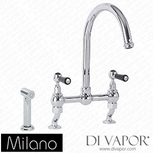 Milano KTE204CBL Elizabeth Traditional Cranked Bridge Kitchen Mixer Tap Chrome and Black Spare Parts