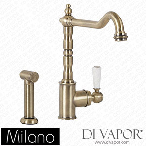 Milano KTE211ABL Elizabeth Single Lever Classic Kitchen Mixer Tap Brushed Gold Spare Parts