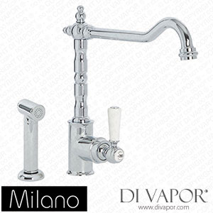 Milano KTE211CWL Elizabeth Single Lever Classic Kitchen Mixer Tap Chrome and White Spare Parts