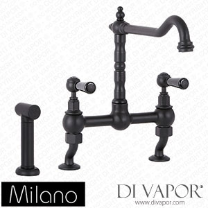 Milano KTE214BL Elizabeth Classic Cranked Bridge Kitchen Mixer Tap Black Spare Parts