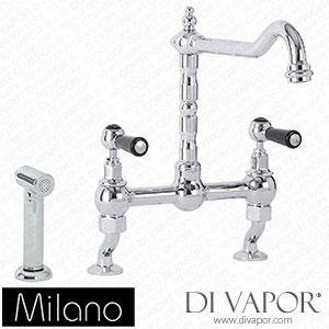 Milano KTE214CBL Elizabeth Classic Cranked Bridge Kitchen Mixer Tap Chrome and Black Spare Parts