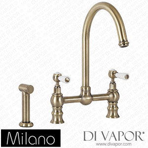 Milano KTE224ABL Elizabeth Traditional Bridge Kitchen Mixer Tap Brushed Gold Spare Parts