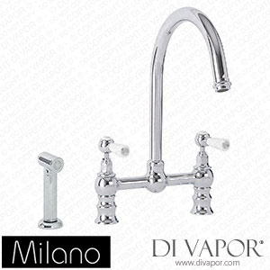 Milano KTE224CWL Elizabeth Traditional Bridge Kitchen Mixer Tap Chrome and White Spare Parts