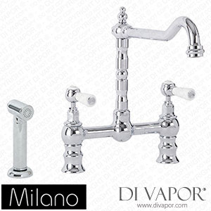 Milano KTE234CWL Elizabeth Classic Bridge Kitchen Mixer Tap Chrome and White Spare Parts