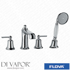 Flova LI4HBSM Liberty Chrome 4-Hole Deck Mounted Bath and Shower Mixer with Shower Set Spare Parts