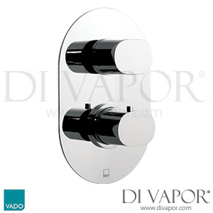 VADO LIF-148B-3/4-C/P Life 2 Handle Thermostatic Shower Valve with Oval Backplate