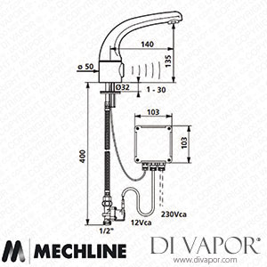 Mechline Delabie DLB-445-000 Non-Mixer Tap Spare Parts