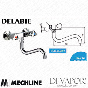 Mechline Delabie DLB-5445T2 1/2 Inch Wall Mounted Dome Head Twin Mixer Tap Spare Parts