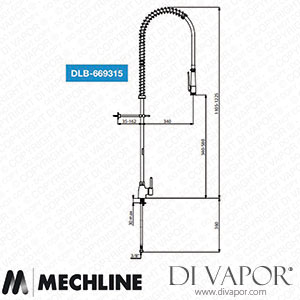 Mechline Delabie DLB-669315 White Hose without Bib Tap Spare Parts