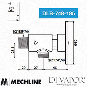 Mechline Delabie DLB-748-185 Angled Knee Operated Valve Spare Parts