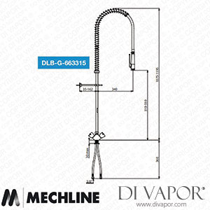 Mechline Delabie DLB-G-663315 White Hose Tap without Bib Tap Spare Parts