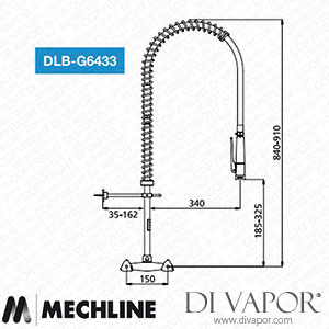 Mechline Delabie DLB-G6433 White Hose Tap without Bib Tap Spare Parts