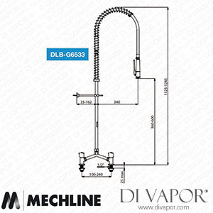 Mechline Delabie DLB-G6533 White Hose without Bib Tap Spare Parts