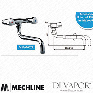 Mechline GastroTechnix GX2460-20 1/2 Inch Wall Mounted Dome Head Mixer Tap Spare Parts