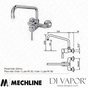 Mechline GastroTechnix GX2462-H-30 3/4 Inch Mixer with Lever Control Kitchen Tap Spare Parts