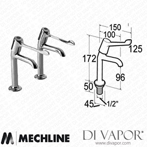 Mechline Performa JC-1/22158QTELCP 1/2-Inch Sink Taps with 6-Inch Levers 1/22158QTELCP Spare Parts