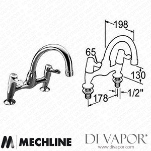 Mechline Performa JC-2523QT 1/-2Inch Deck Mixer with 3-Inch Levers 2523QT Spare Parts