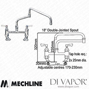 Mechline AquaJet JC-AJ-B-3DJ18L 450mm Double Jointed Twin Feed AJ-B-3DJ18L Spare Parts