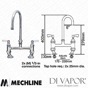 Mechline AquaJet JC-AJ-B-3SG6L 150mm gooseneck Twin Hole Mixer AJ-B-3SG6L Spare Parts