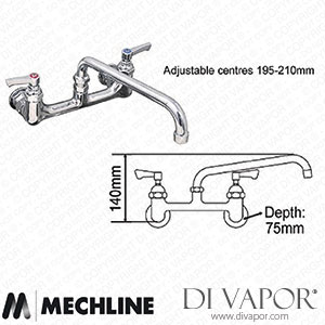 Mechline AquaJet JC-AJ-W-412L 300mm Spout Twin Hole Panel Mixer AJ-W-412L Spare Parts