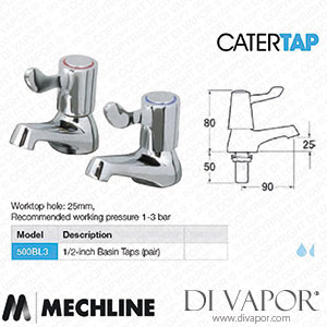 Mechline CaterTap JC-WRCT-500BL3 Light Duty 3-Inch Lever 1/2 Inch Basin Taps (Pair) Spare Parts