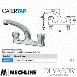 Mechline CaterTap JC-WRCT-500MD Light Duty Dome Head 1/2 Inch Deck Mixer Spare Parts