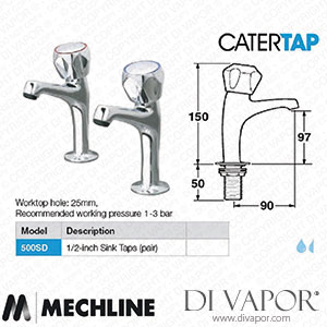 Mechline CaterTap JC-WRCT-500SD Light Duty Dome Head Sink Taps 1/2 Inch (Pair) Spare Parts