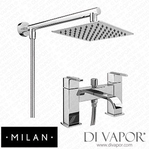 Milan MILSOH Modern Bath Shower Mixer incl. Overhead Rainfall Shower Head Spare Parts