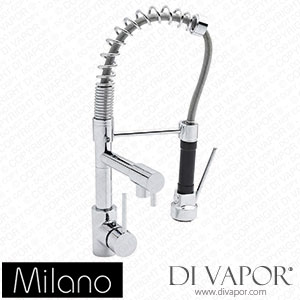 Milano MLKT0109C Mirage Modern Pull Out Kitchen Mixer Spray Tap with Spring Neck Chrome Spare Parts