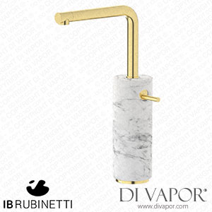 IB Rubinetti MM202IS_1 Marmo + Marmo L Tall Monohole Washbasin Mixer Complete with Drain - White Marble Spare Parts