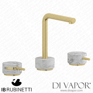 IB Rubinetti MM392IS_1 Marmo + Marmo L Three Holes Washbasin Set with Low Spout - White Marble Spare Parts