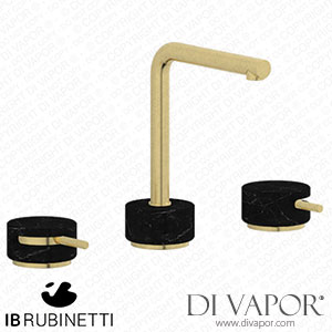 IB Rubinetti MM392IS_2 Marmo + Marmo L Three Holes Washbasin Set with Low Spout - Black Marble Spare Parts