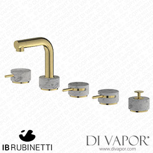 IB Rubinetti MM396IS_1 Marmo + Marmo L Five Holes Deck Mounted Bath Filler with Shower Kit - White Marble Spare Parts